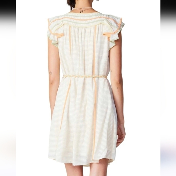 Anthropologie Current Air Women Boatneck flutter Ruffle Sleeve Dress sz M - Picture 2 of 9